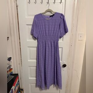 Ava Rose Lavender Puff Sleeve Midi Dress